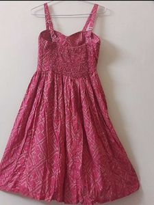 Pink Printed A-Line Summer Dress