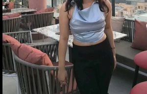 pastel blue satin party wear top