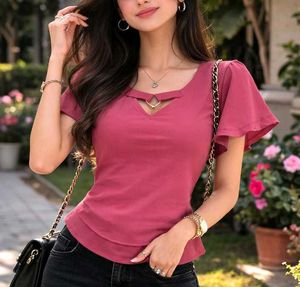 Chic V-Neck Flutter Sleeve Top