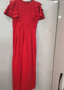 Vibrant Red Ruffled Jumpsuit