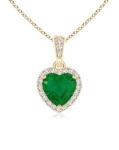 Heart Shape Emerald Diamond Necklace