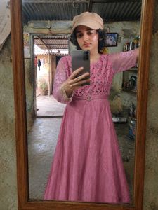 Beautiful Pink Embroidered Ethnic Gown