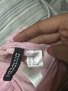 Pink Textured Halter Neck Crop Top