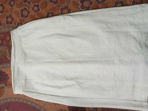 Cream Textured Pencil Skirt with Zipper