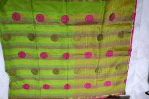 Vibrant Green & Pink Saree
