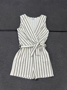 Striped Sleeveless Romper with Belt