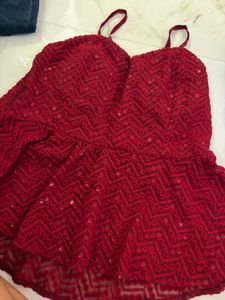 Red Embroidered Blouse