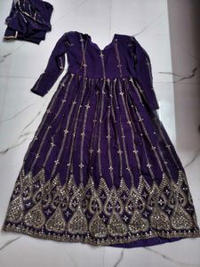 Beautiful Embroidered Purple Gown