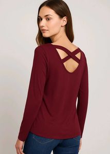 Chic Maroon Long Sleeve Top