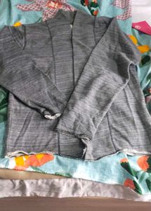 Gray Knit Open Front Cardigan