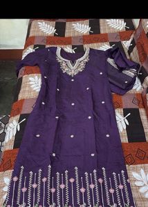 Elegant Purple Embroidered Kurta Set