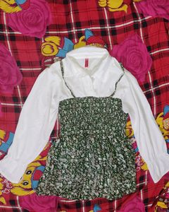 Chic Floral Smocked Dress with White Top Attached