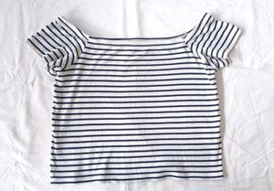 Striped Off-Shoulder Crop Top