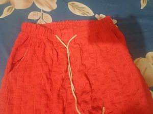 Bright Red Textured Shorts