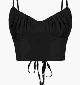 SHEIN Black Ruched Bust Crop Cami Top