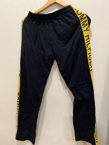 Black Track Pants with Yellow Stripe