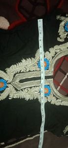 Elegant Black Kurti with Blue &amp; Orange Embroidery