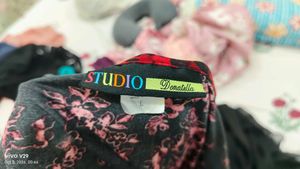 Satin Nightgown with Red Floral Print