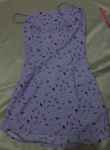 Lavender Floral Print Slip Dress
