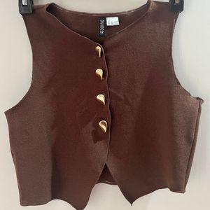 H&M Chic Brown Buttoned Vest