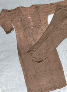 Pure Maslin Lakhnowi Kurti Set For Women