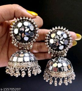 Mirror Work Jhumka Earrings &amp;Stude