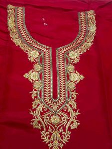 Red &amp; Gold Embroidered Salwar Kameez,