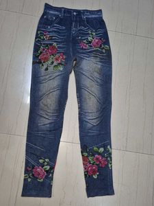 Hand-Painted flowerJeggings