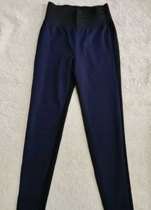 Navy Blue & Black Side Stripe Pants