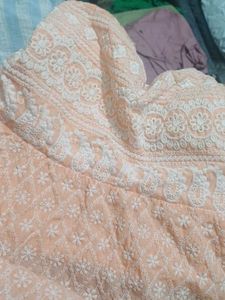 Peach Embroidered Tank Top