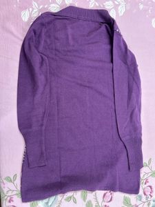 Purple Knit Sweater with Chinese Characters