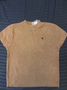 Brown Short Sleeve Knit Top