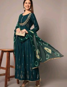 Teal Embroidered Kurta Set with Dupatta