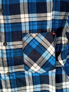 SPYKAR Men's Blue Plaid Flannel Shirt