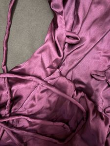 Satin Cowl Neck Backless Mini Dress