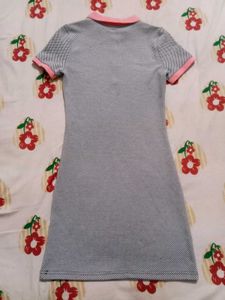 Gray &amp; Pink Zip Polo Dress