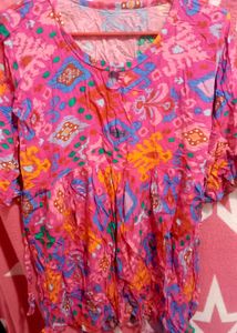 Vibrant Pink Ethnic Print Kurta
