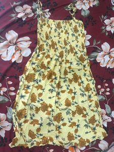 Yellow Floral Smocked Maxi Dress