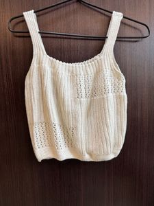 Cream Knitted Tank Top