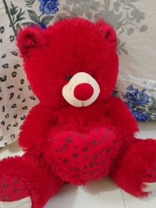 Cute Red Teddy Bear with Heart
