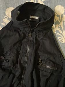 Black Cropped Vest Jacket with High Neck