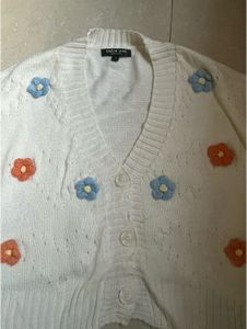 Cute Floral Knit Cardigan