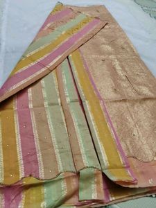 Beautiful Striped Saree with Embellishments