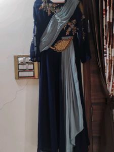 Elegant Navy Embroidered Gown