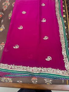 purple pink saree