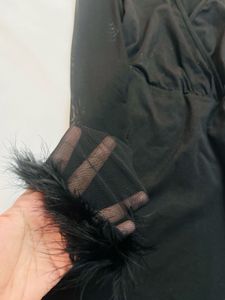 Feather Trim bodycon dress