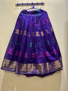 Violet &amp; Gold Colour Festive Ware Half-Saree