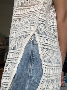 Sheer White Lace V-Neck Tank Top