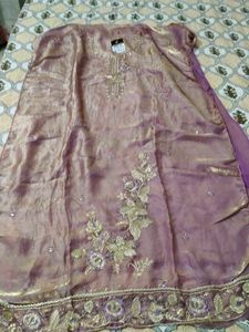 Embroidered fendy silk suit Set