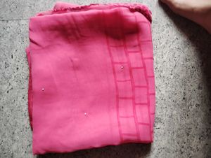 Vibrant Pink Ikat Print Saree